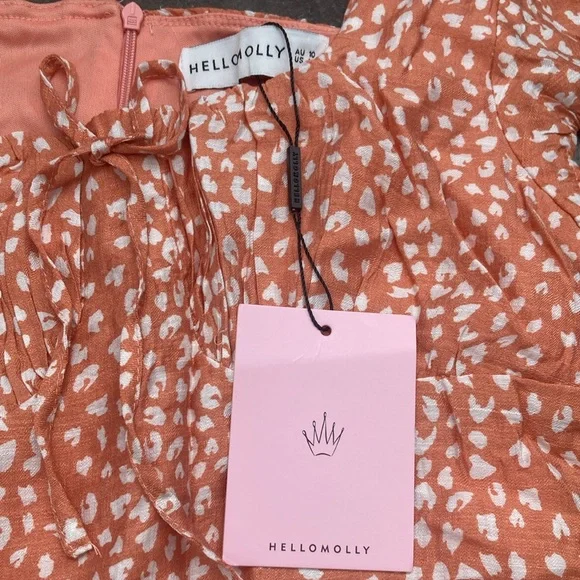 HELLO MOLLY Peach Ruched Dress- Size M - Picture 9 of 9